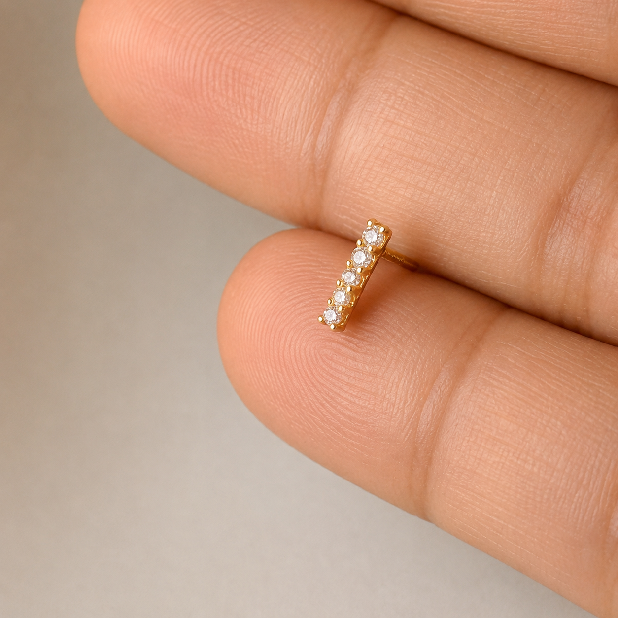 Diamanté Bar stud | 18ct gold