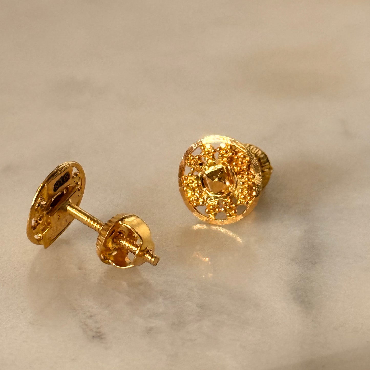 Celestial, 22ct gold stud pair | 9mm