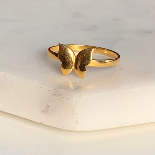 22ct Gold Butterfly Band Ring | size N 1/2