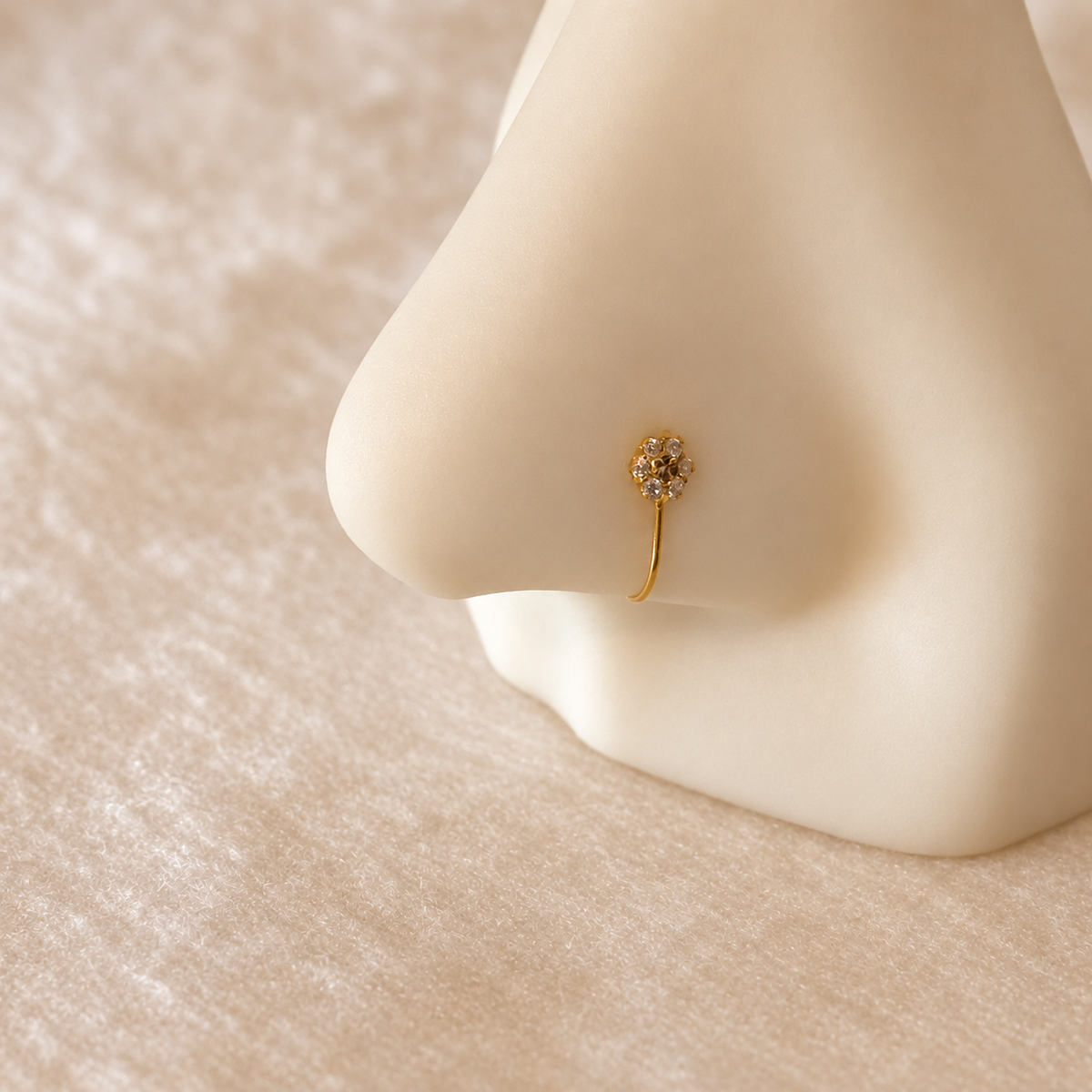 18ct gold floral stud (no piercing required)