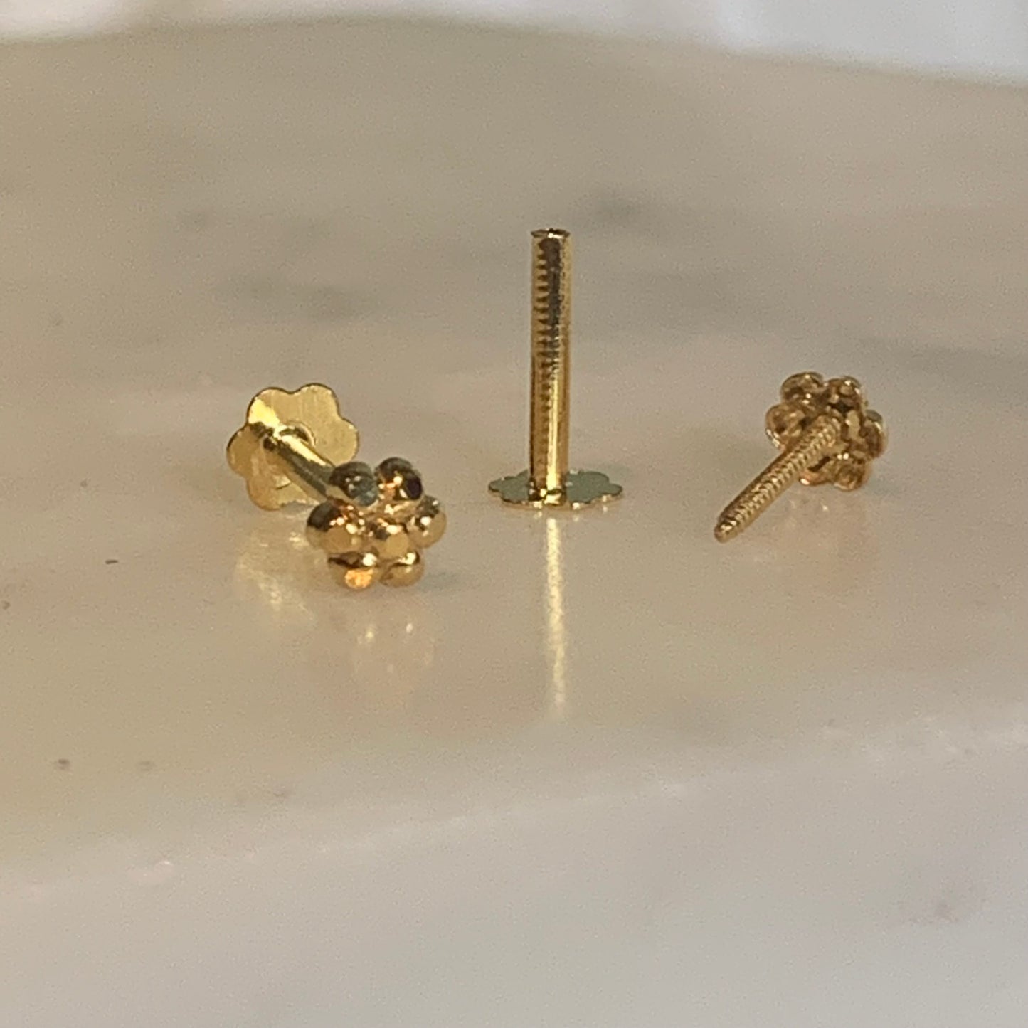 18ct Gold Flower Stud Pair | 3mm