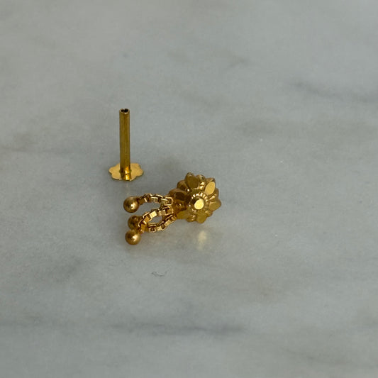 14ct gold single dangly stud