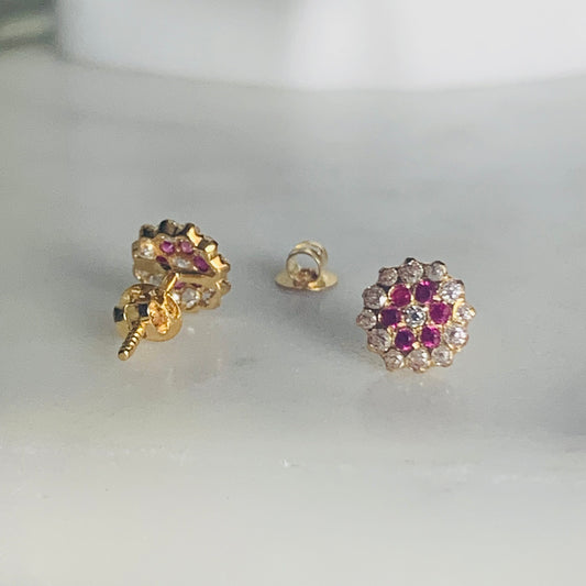 18ct Gold Cluster Stud Pair | 6mm