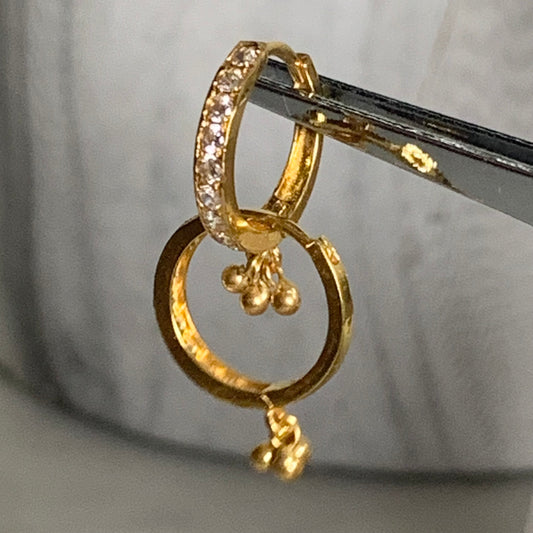 18ct Gold Dangly Hoop Pair | 9mm