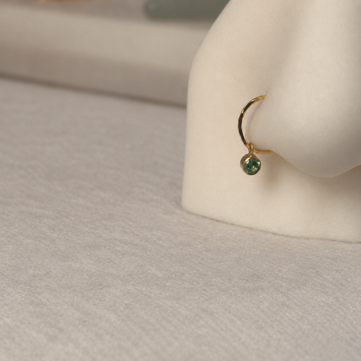 18ct Gold Emerald Drop Hoop | 8mm