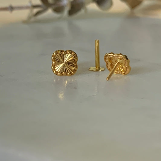 18ct Gold Clover Stud Pair | 5mm