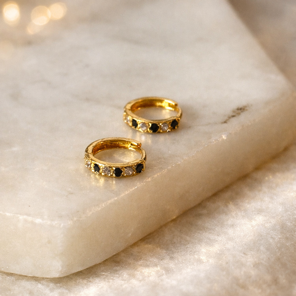 Black beauty, 18ct Gold Hoop | 7mm