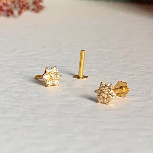 18ct Gold Sparkly Stud Pair | 5mm