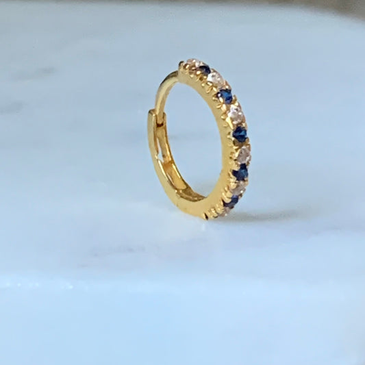 18ct Gold Single Royal Blue Hoop | 8mm