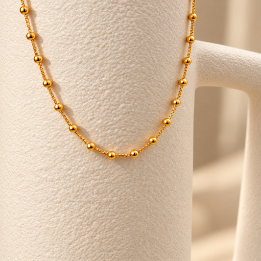Aysha | 22ct gold minimal beaded bracelet | 7.1-7.4 inches