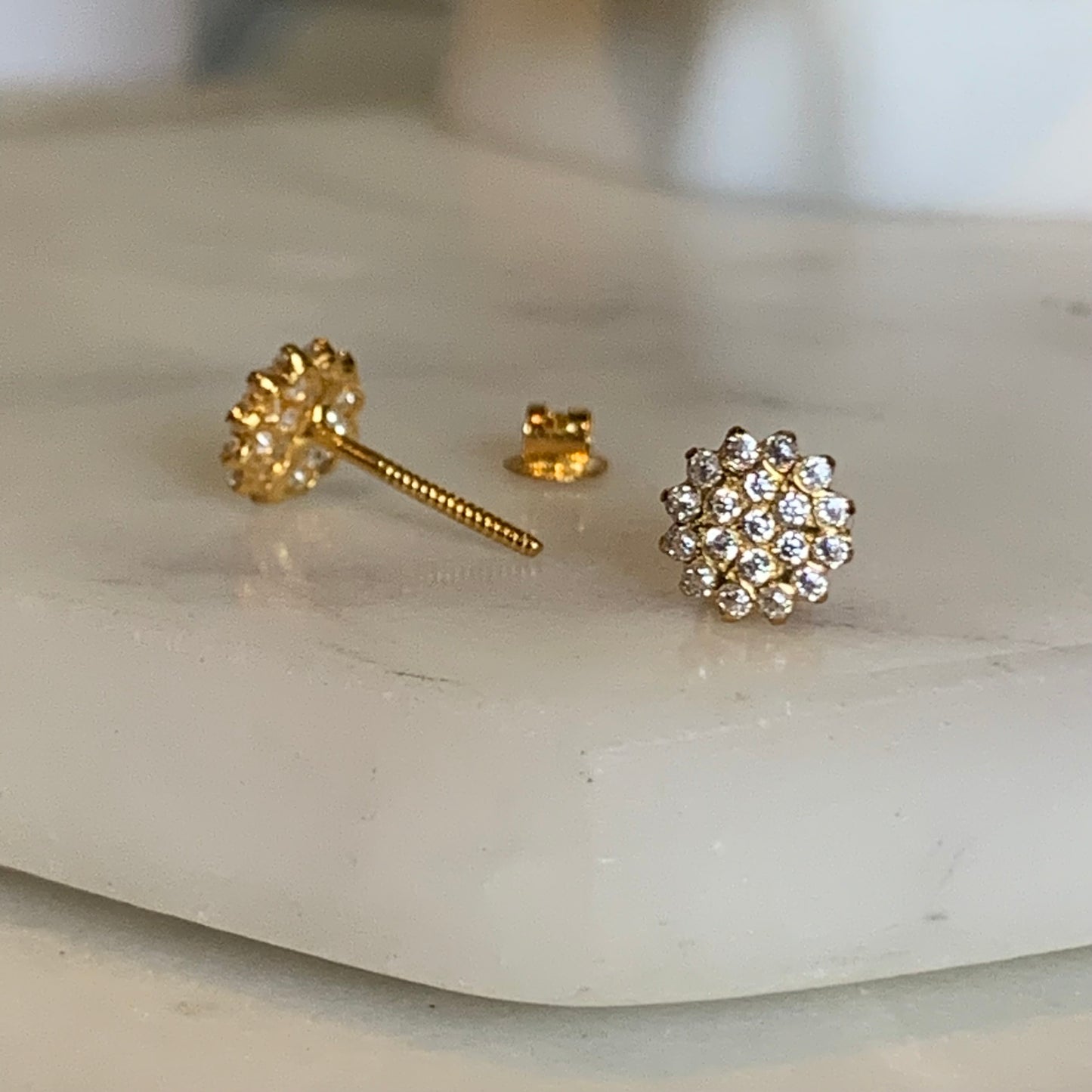 18ct Gold Cluster Stud Pair | 6mm