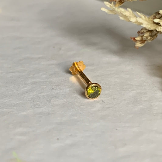 18ct Gold Emerald Green Stud | 3mm