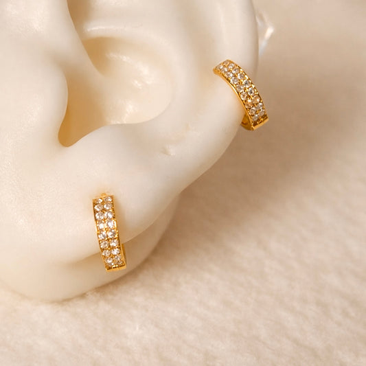 18ct gold cz Huggies | 9mm