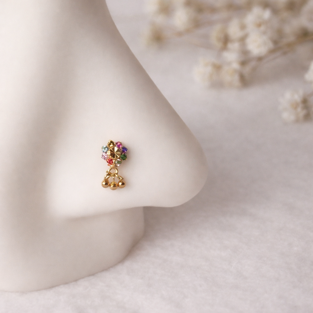 Colourful Mini Jumka, 18ct Gold