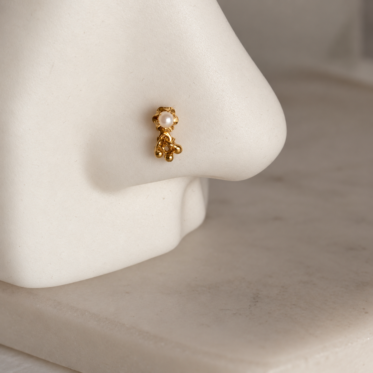 Mayfair Collection | 14ct gold dangly mini pearl stud