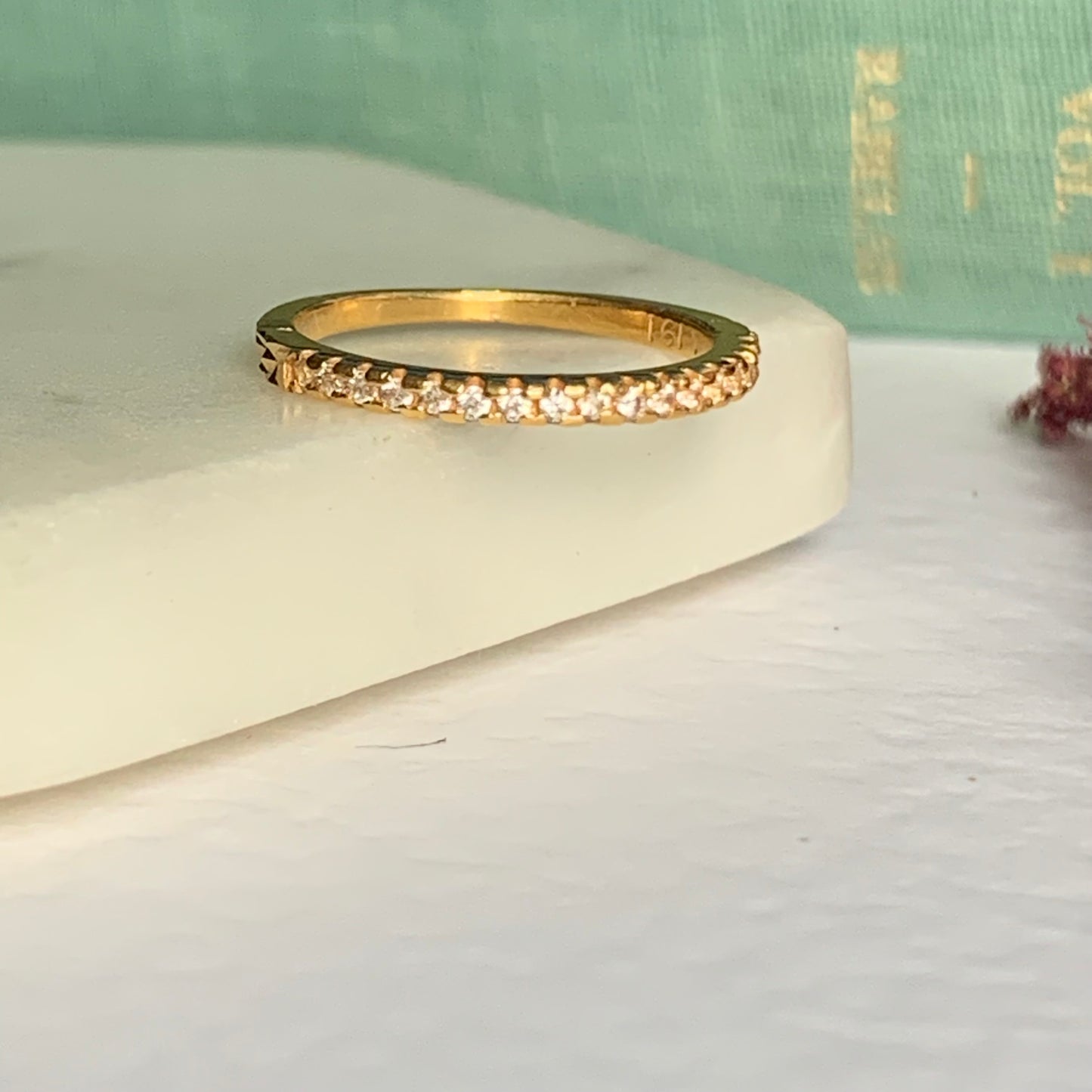 22ct Gold Band with CZ | size L1/2