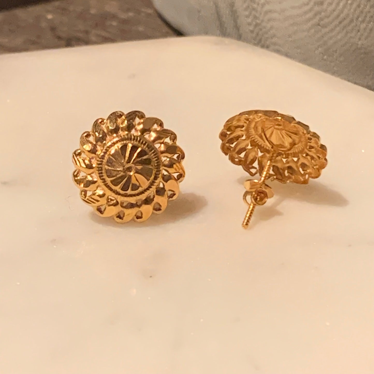 18ct Gold Stud Pair | 15mm