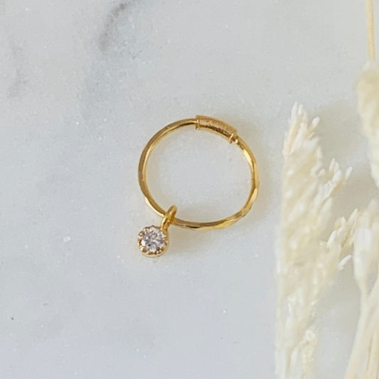 18ct Gold Hoop, Dangly CZ removable stone