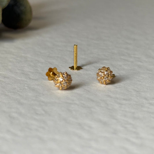 14ct gold SINGLE stud | clear cz stone