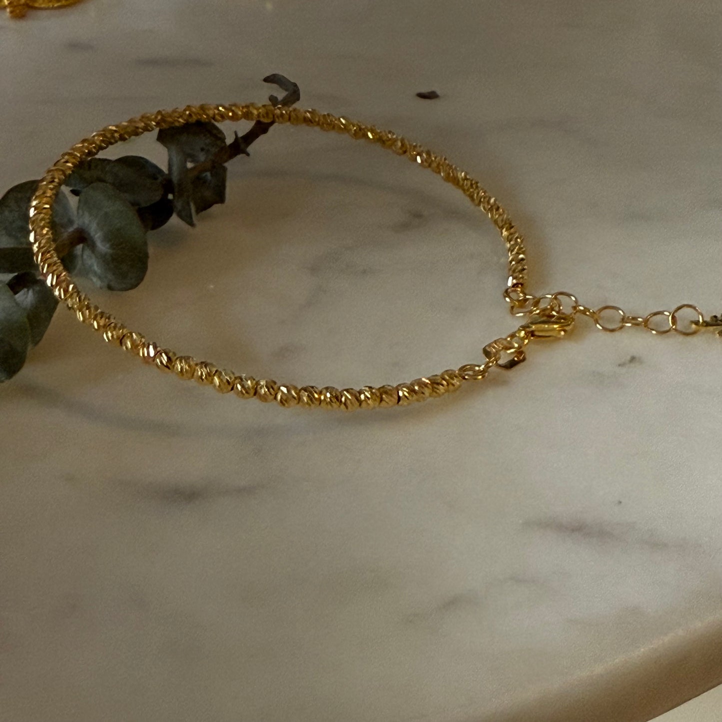 22ct gold beaded bangle bracelet | XS