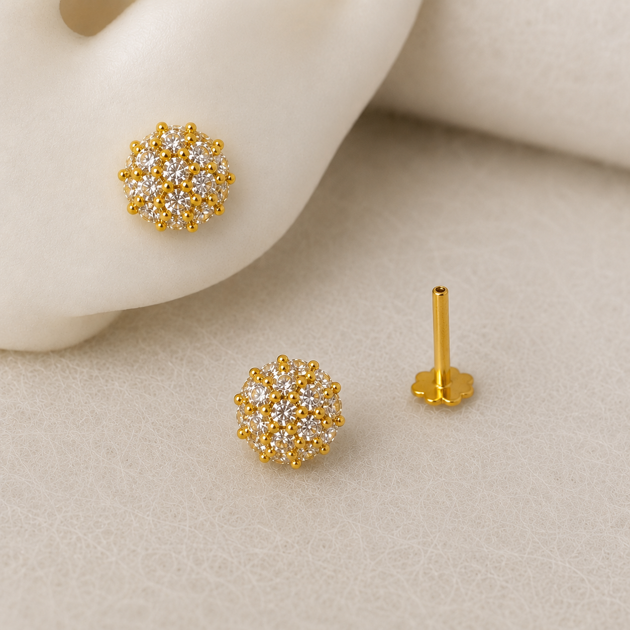 Aqsa | 18ct gold dome stud pair (6mm)
