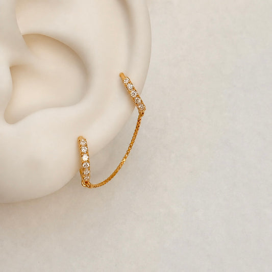 Autumnal | Saranghi double chain 7.5mm huggies, (18ct)