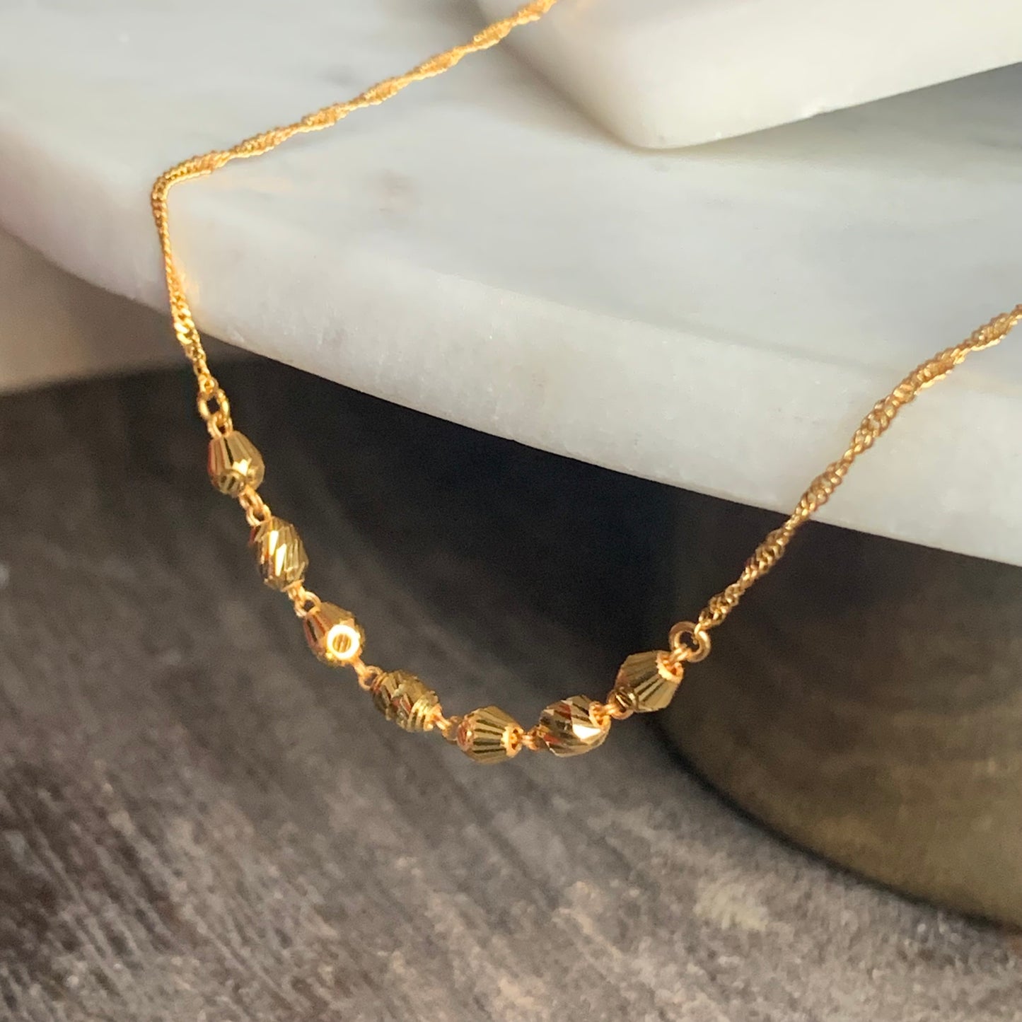 22ct Gold Beaded Necklace | 17 inches