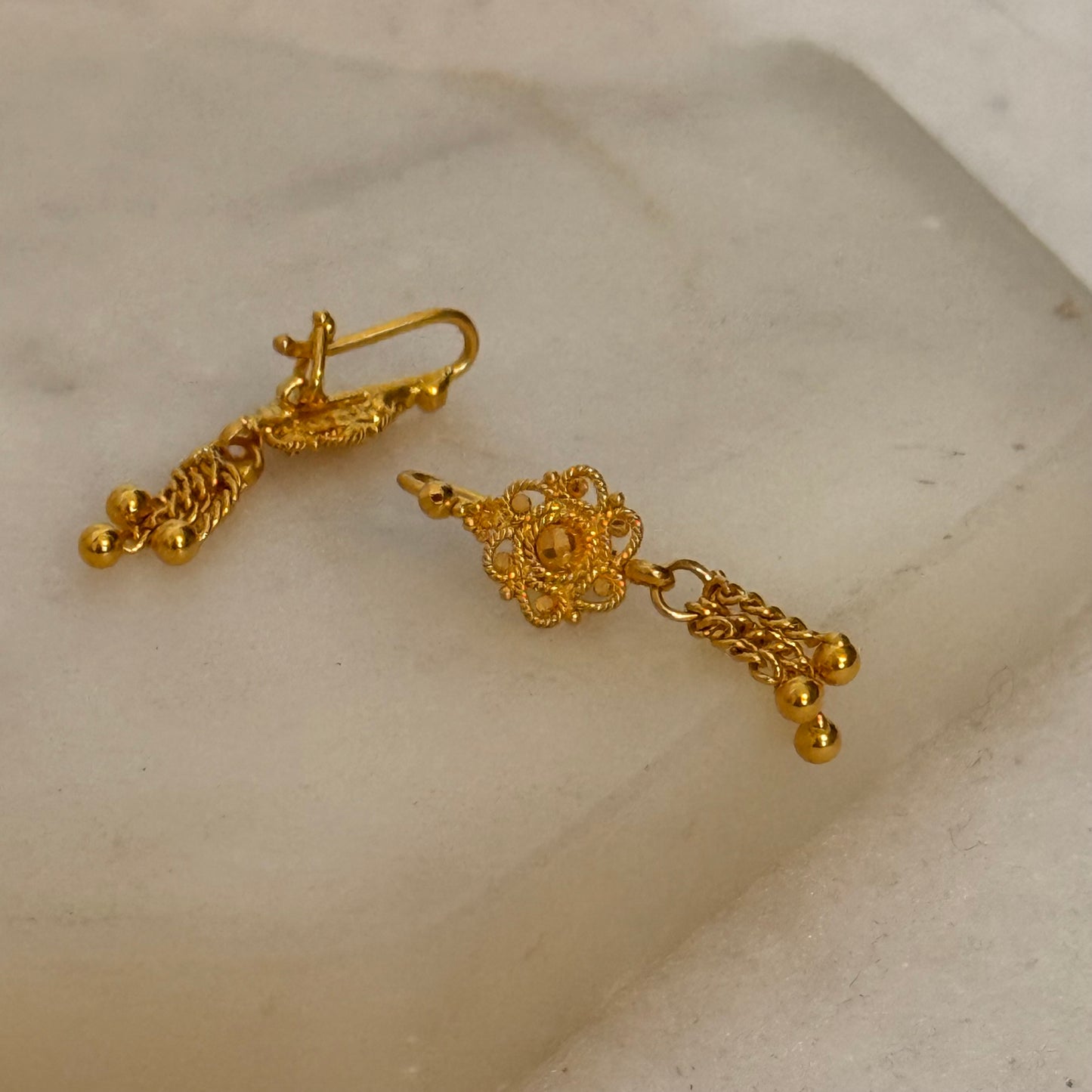 Drop Filigree Earrings | 22ct gold