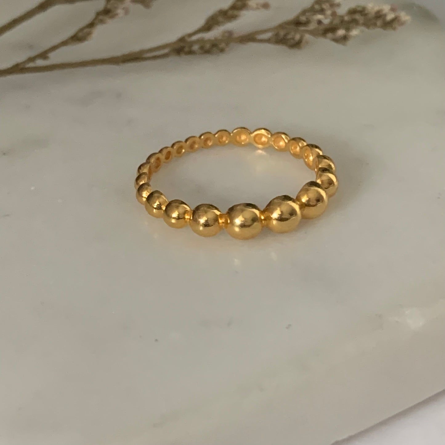 22ct Gold Beaded Ring | size O