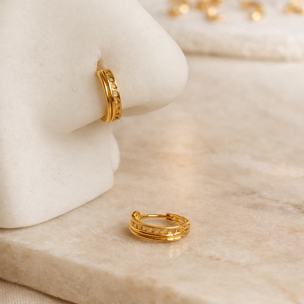 Aztec, 18ct single hoop | 7mm