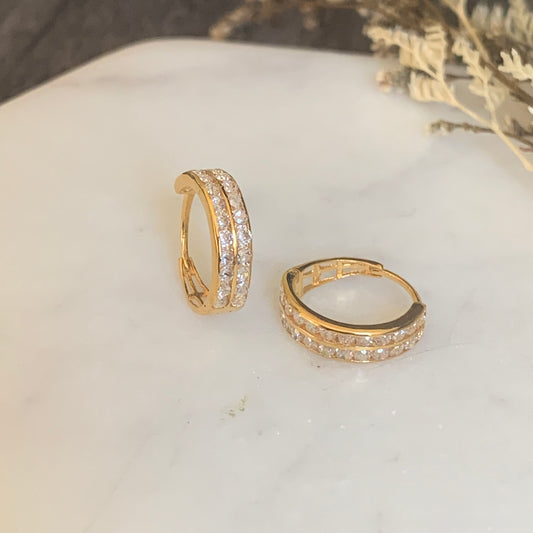 18ct Gold Hoop Pair with CZ | 10mm