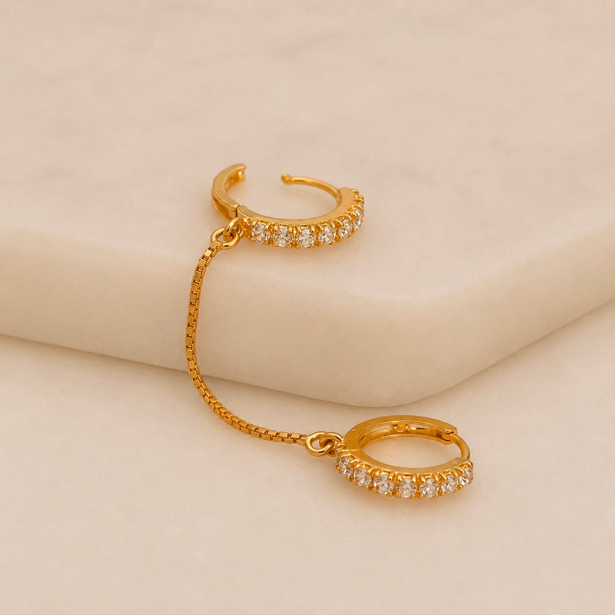 Autumnal | Saranghi double chain 7.5mm huggies, (18ct)