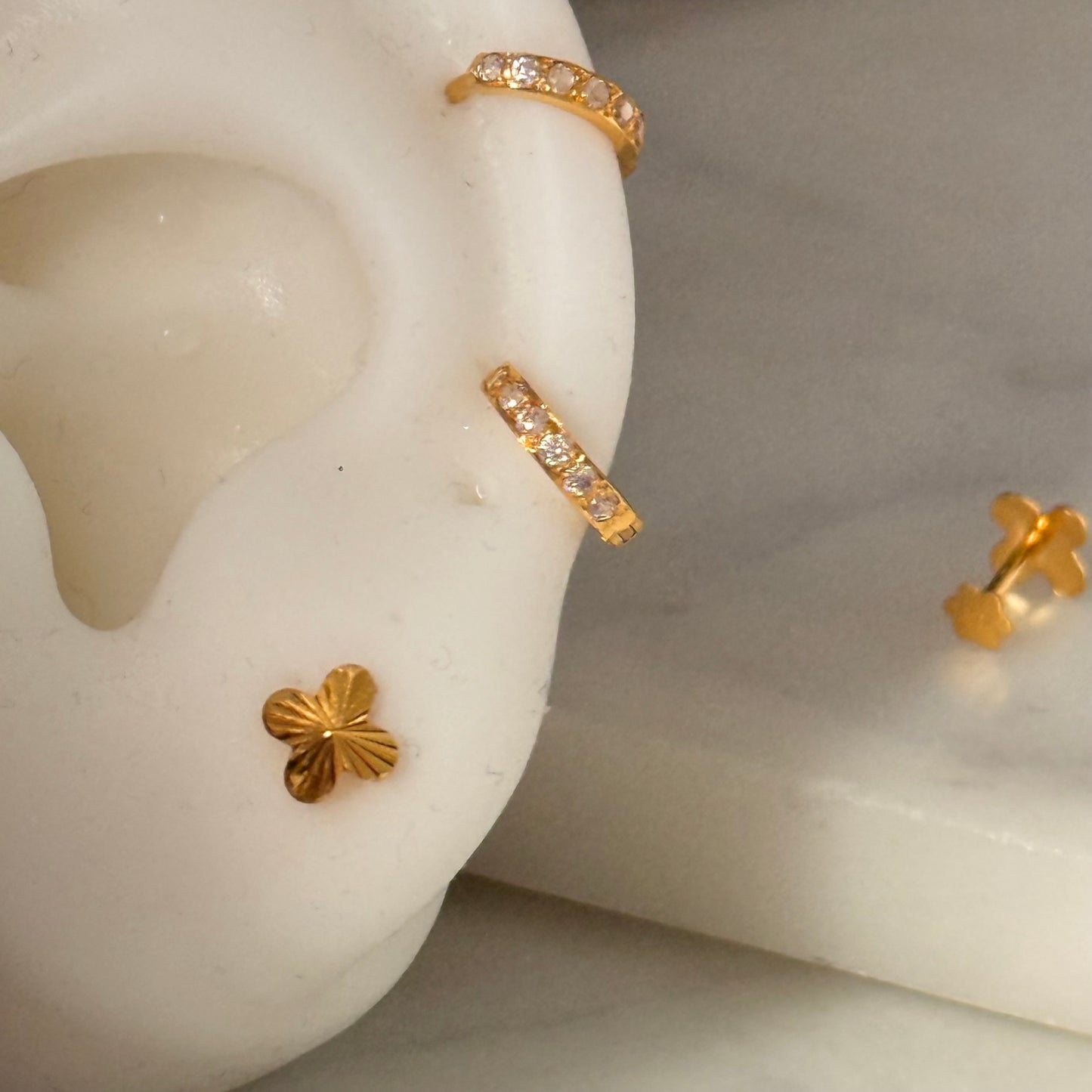 Cute Clover, 18ct Gold Stud | 5mm