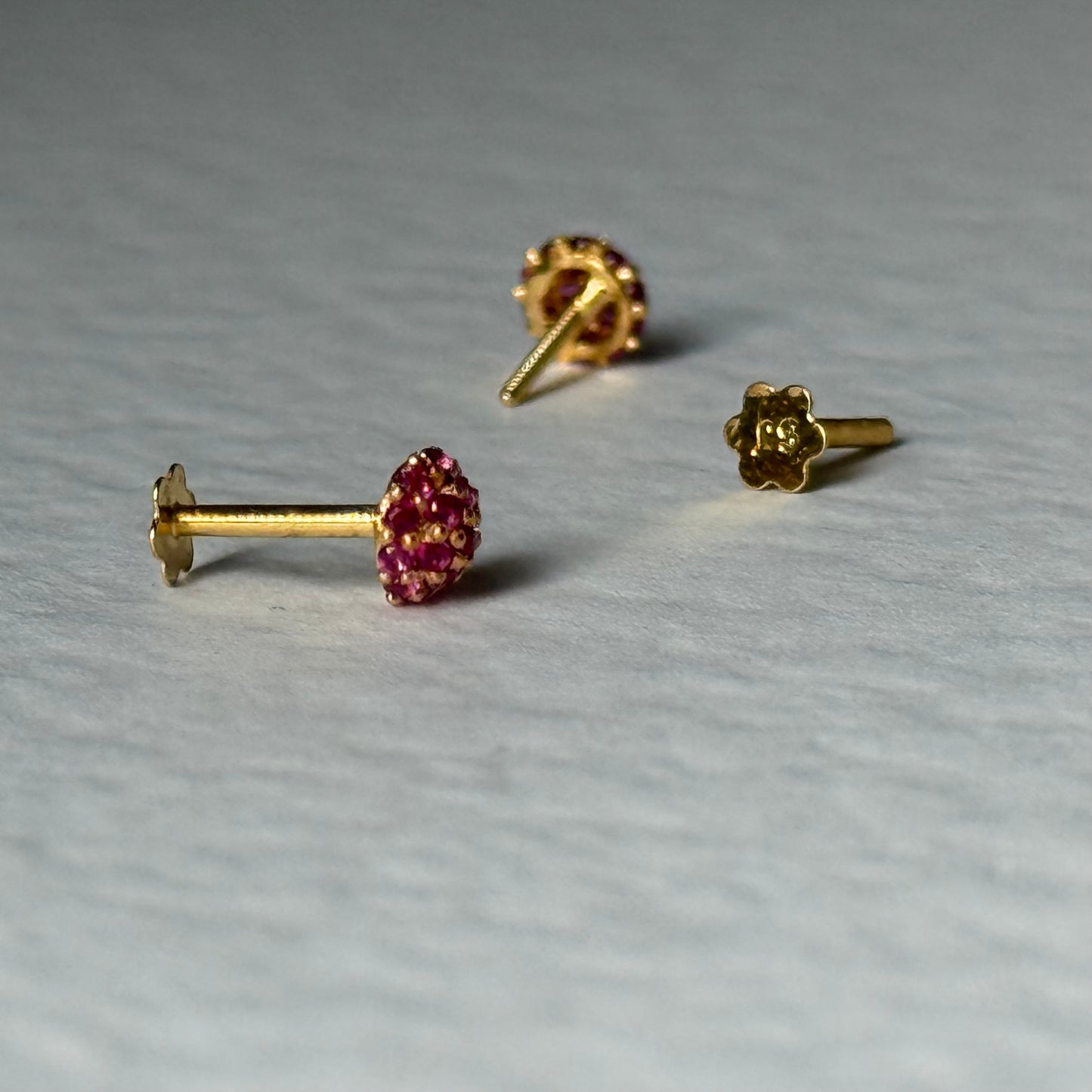 14ct gold stud SINGLE stud | pink cubic zirconia