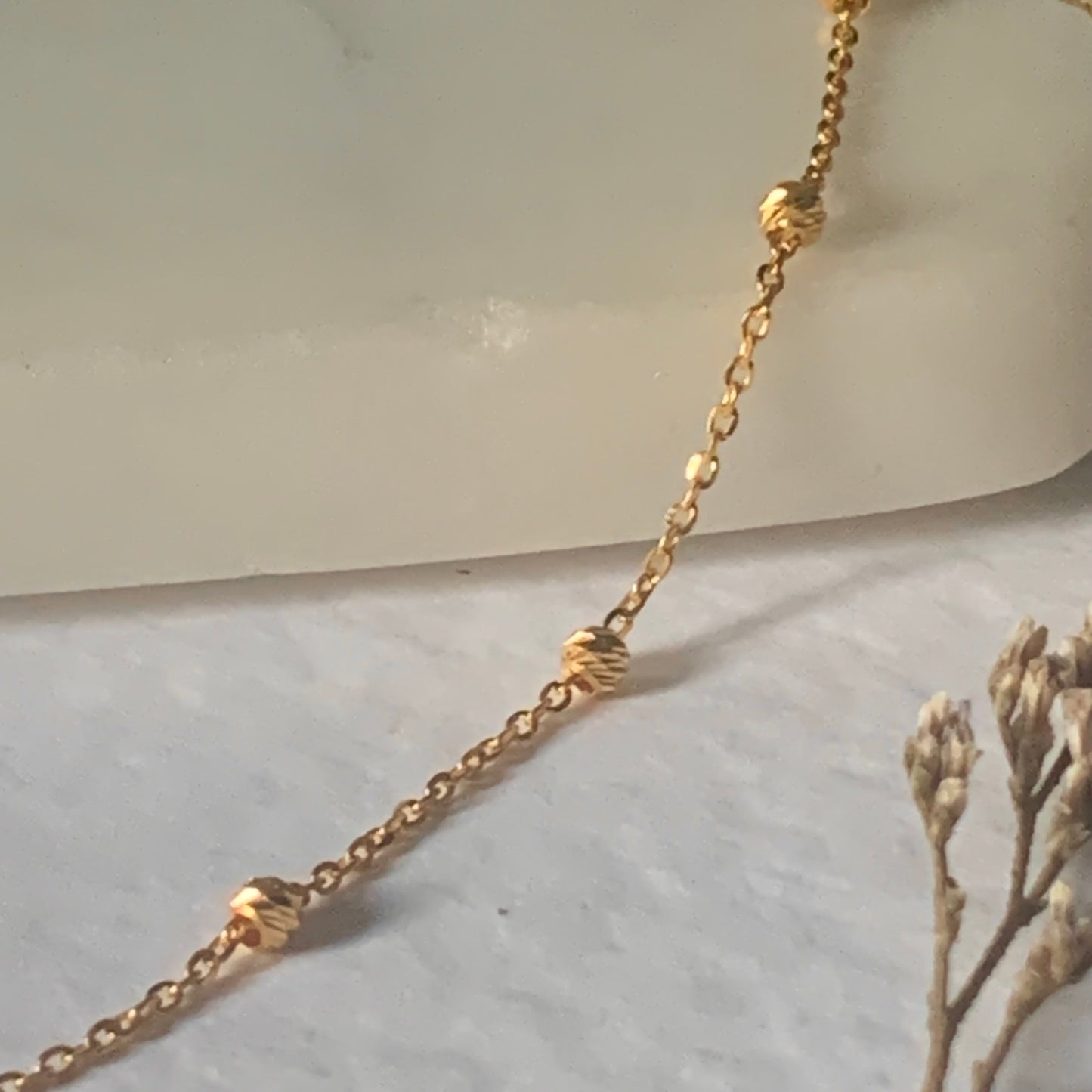 22ct Gold Beaded Dainty Necklace | 16.5 inches