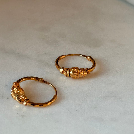 22ct gold hoop pair | 14mm