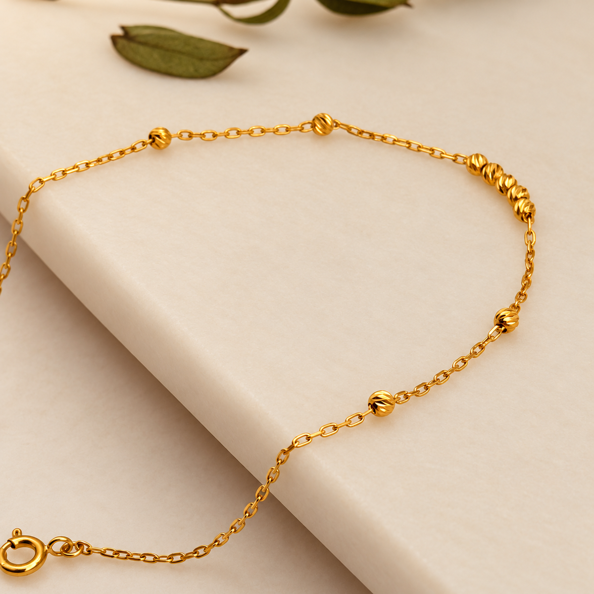 Minimal 22ct gold beaded bracelet