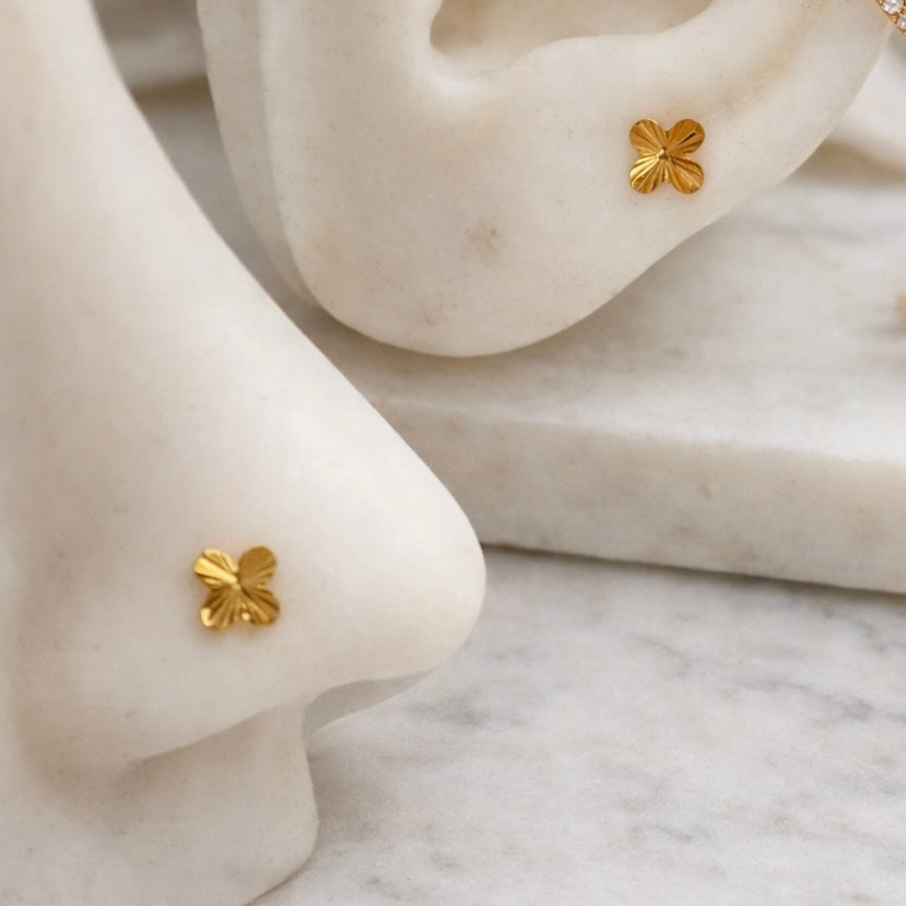 Cute Clover, 18ct Gold Stud | 5mm