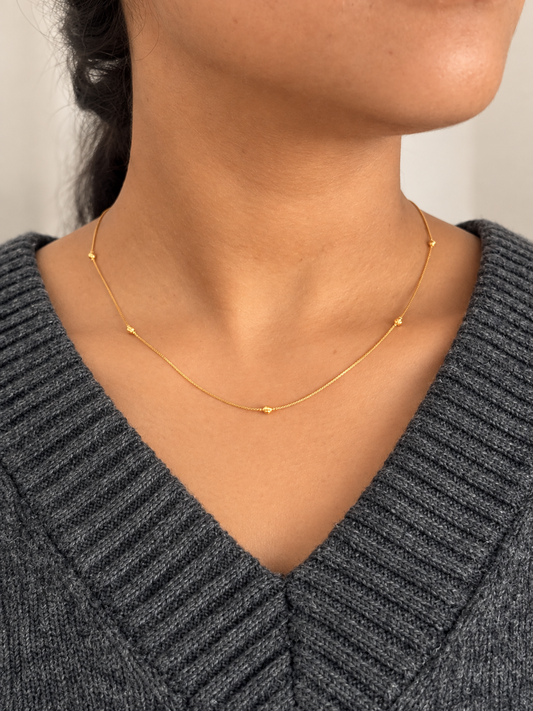 22ct Gold minimalist beaded necklace | 20 inches