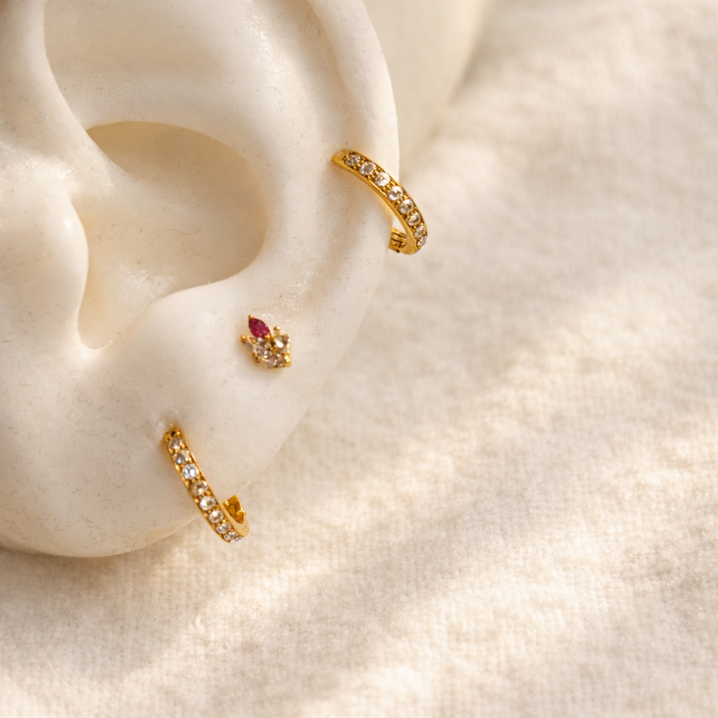 18ct gold cz Huggies | 9.5mm
