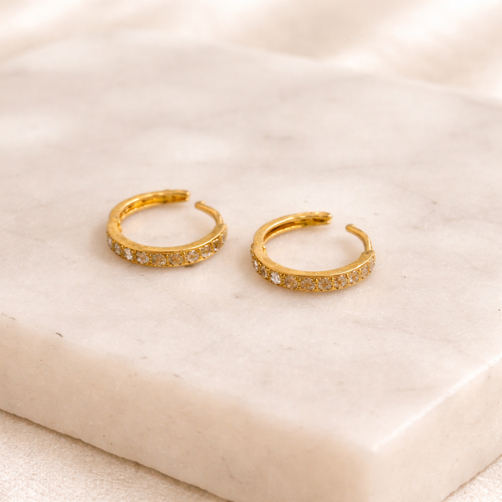18ct gold cz Huggies | 9.5mm
