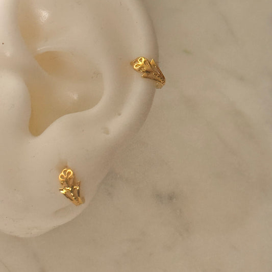 Foliage hoop, 18ct gold | 7mm