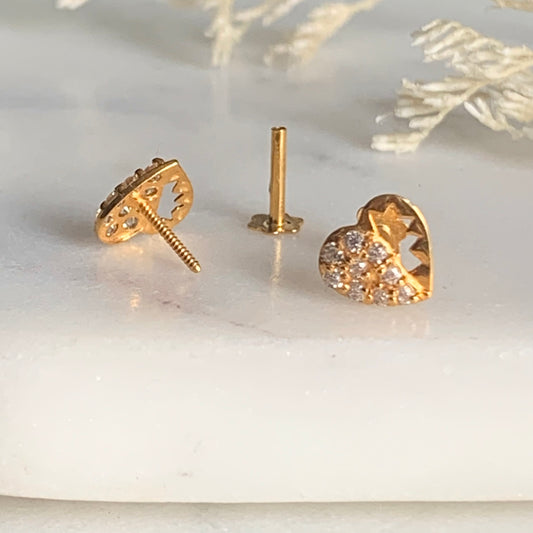 18ct Gold Heart studs | 7mm