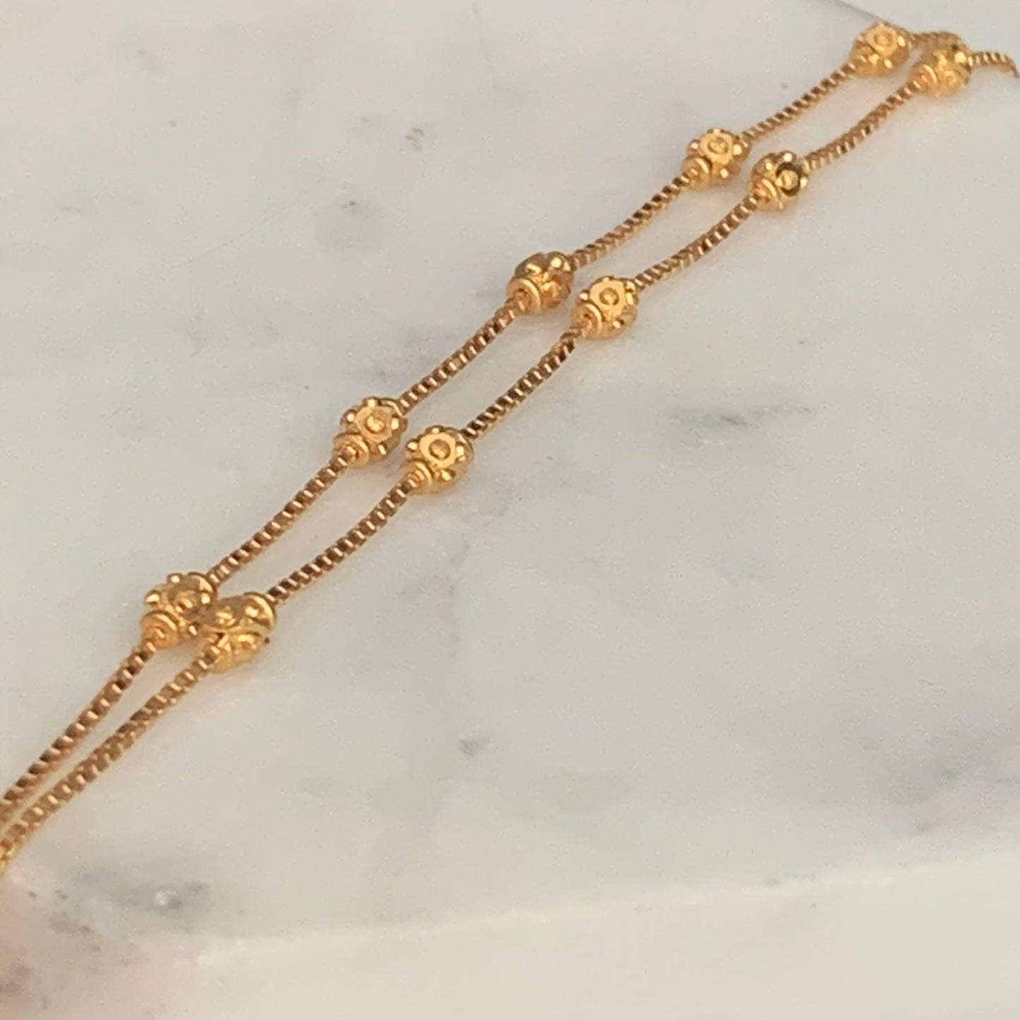 22ct Gold Double Chain Beaded Bracelet | Large