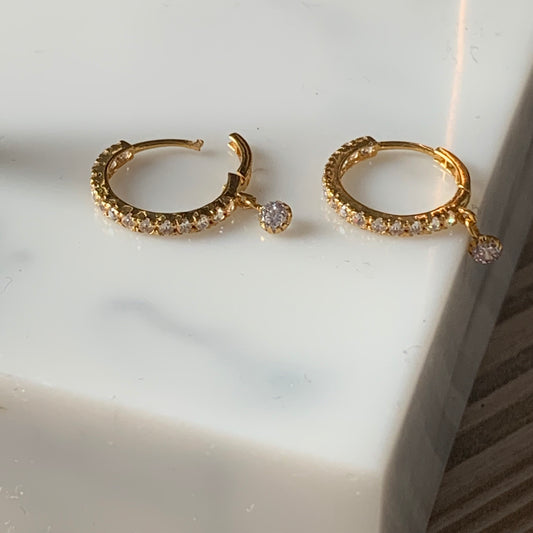 18ct gold dangly hoop pair | 10mm