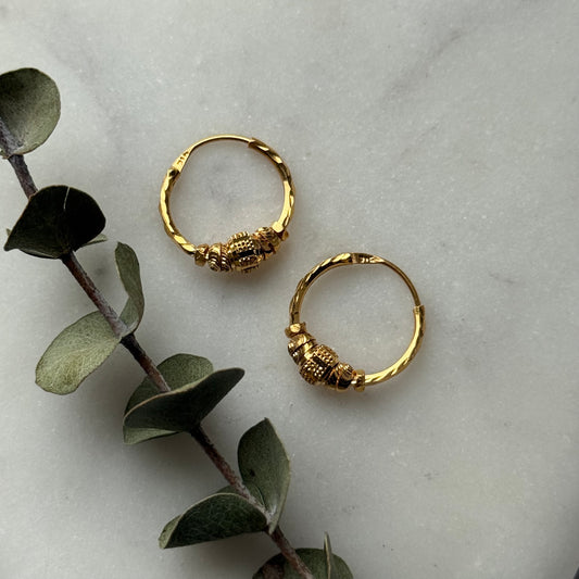 22ct gold hoop pair | 14mm