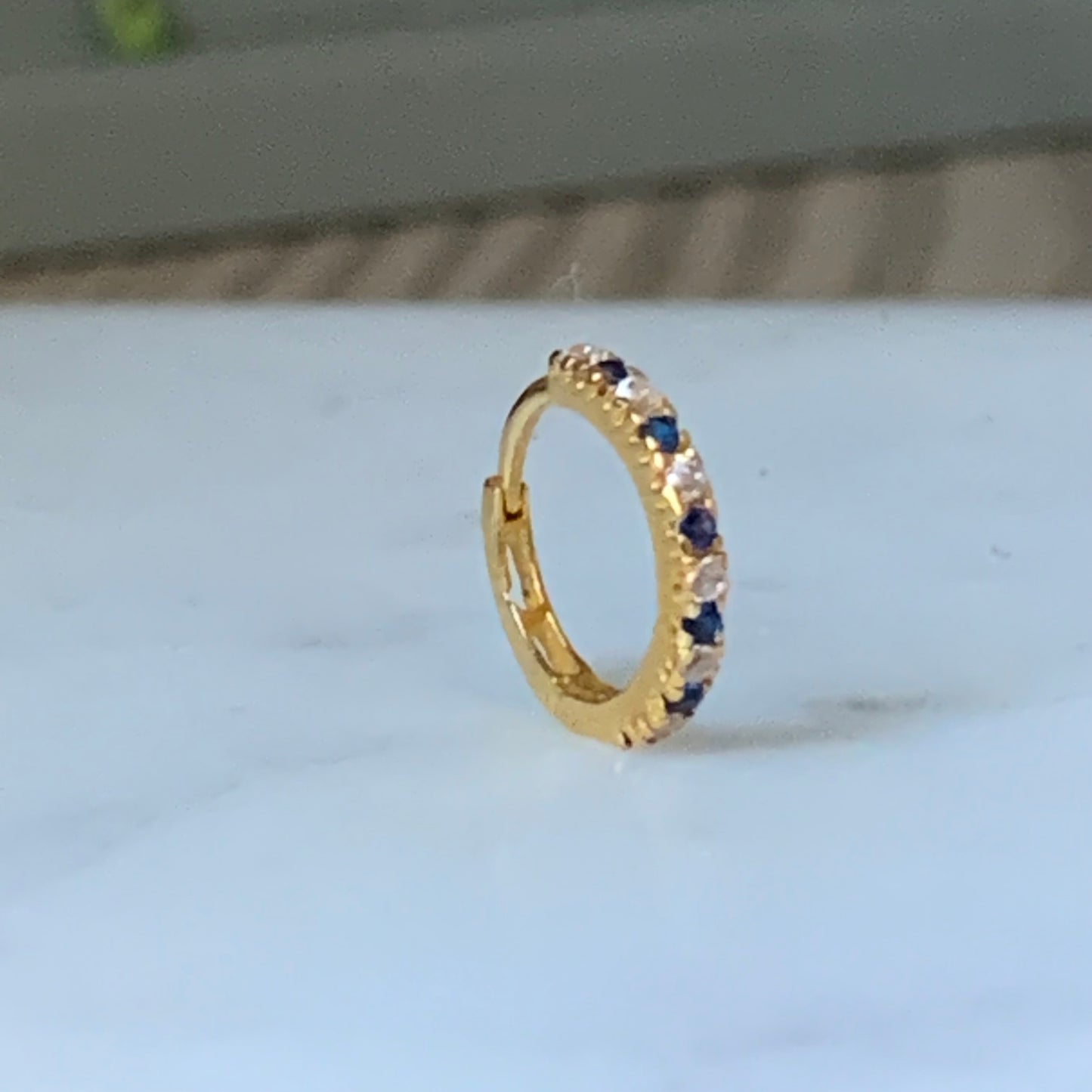 18ct Gold Single Royal Blue Hoop | 8mm