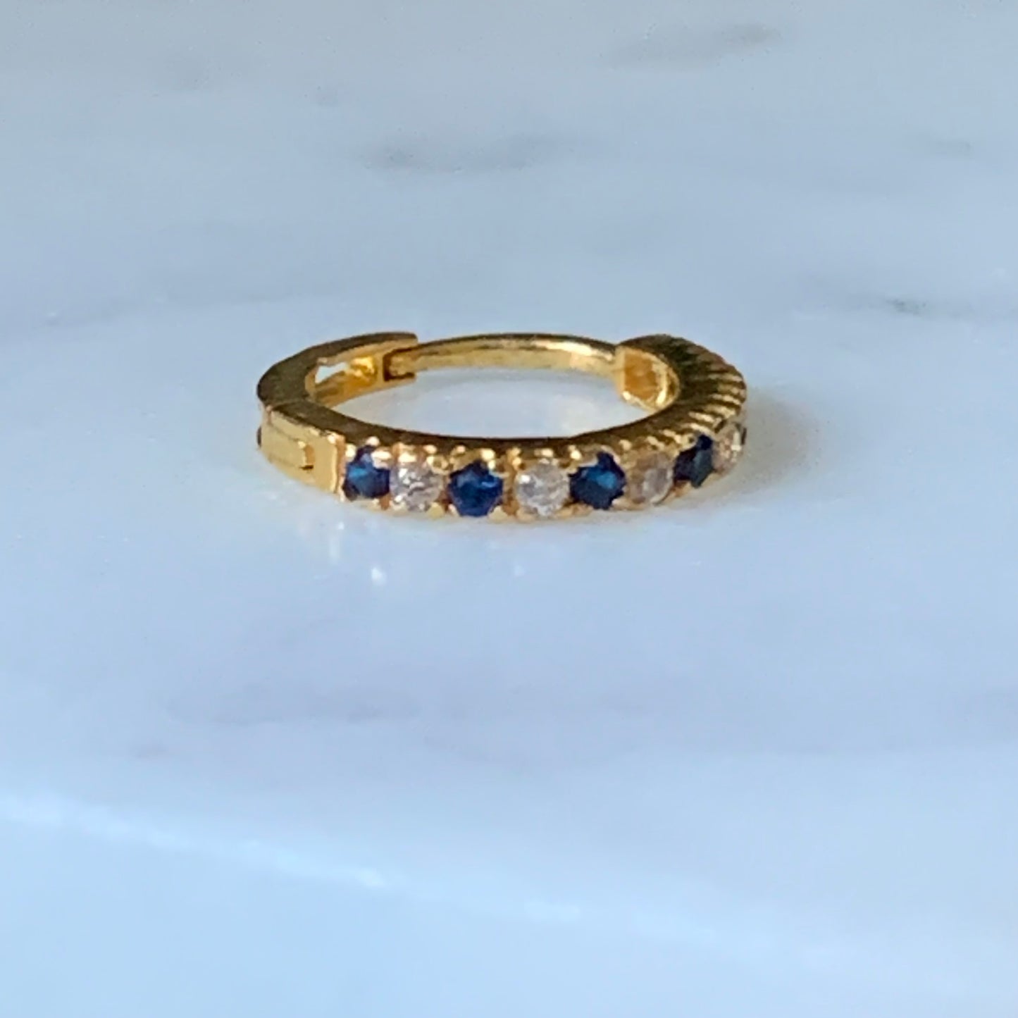 18ct Gold Single Royal Blue Hoop | 8mm