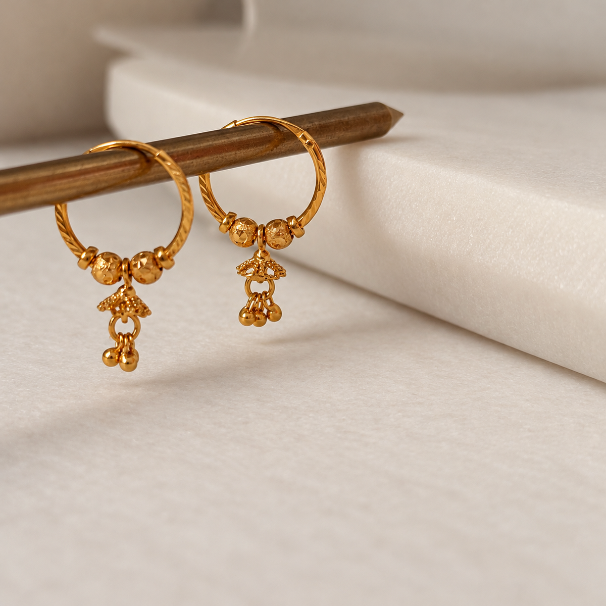 Ayla | 18ct gold petal drop jumka pair