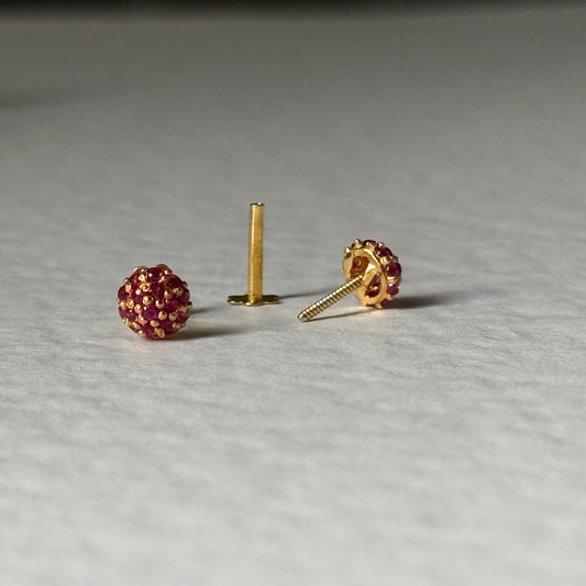 14ct gold stud SINGLE stud | pink cubic zirconia